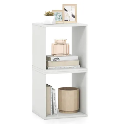 2pcs Stackable Storage Cube Free-standing Storage Organizer Bookcase For Bedroom