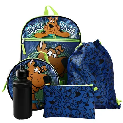 Scooby Doo 5 Piece Backpack Set With Novelty Shaped Lunch Bag