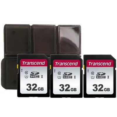 3x 32gb Sdxc/sdhc 300s Memory Card Ts32gsdc300s With Memory Card Holder