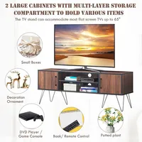 Tv Stand Media Center Storage Cabinet & Shelf Hold Up To 65'' Tv W/ Metal Leg