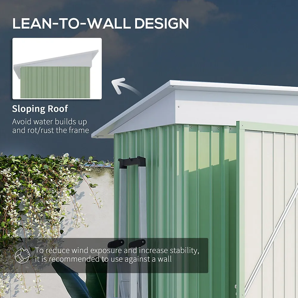 5x3 Ft Lean-to Outdoor Storage Shed For Tool With Lock