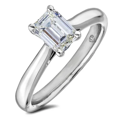 18k White Gold 0.69 Ct Emerald Cut Gia Certified Diamond Solitaire Ring