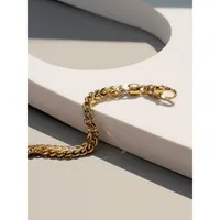 5.5mm Ionic-goldplated Stainless Steel Two Tone Square Chain Bracelet