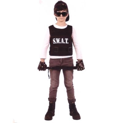 Black And White Swat Team Boy Child Halloween Costume