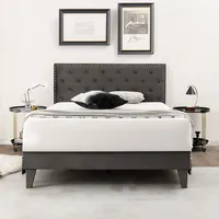 Bed Frame Upholstered Platform Bed With Tufted Headboard Mattress Foundation