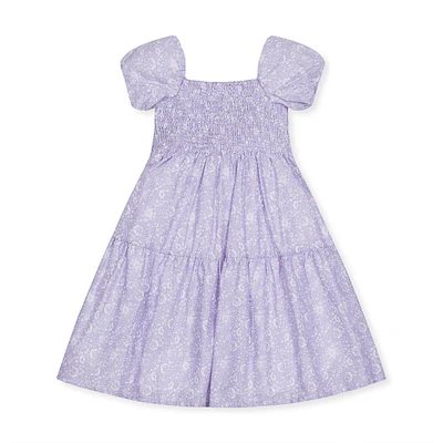 Organic Short Bubble Sleeve Smocked Dress