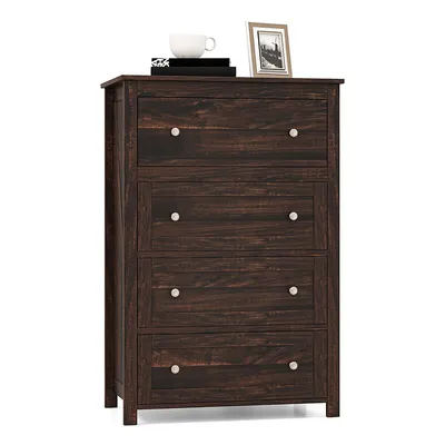 4 Drawer Dresser 43.5'' Storage Cabinet Chest Clothes Organizer Bedroom Brown
