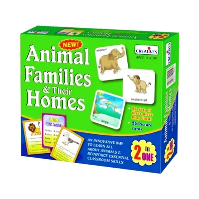 Animal Family And Their Home Card 2 In 1 Multi-color, 88 Pieces Cards