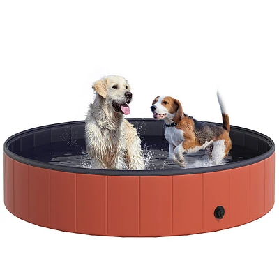 Folding Dog Bath Pool Pet Swimming Pool, Red