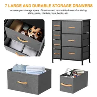 7 Fabric Drawers Dresser Organizer Large Storage Bedroom Nightstand W/ Metal Frame