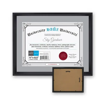 8.5x11 Document Or Picture Frame Black