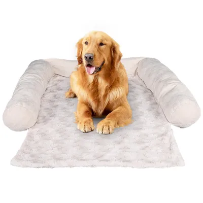 33.4 × 39.3'' Soft Fabric Pet Dog Cats Couch Sofa Bed Protector Cover With 3-sided Bolster