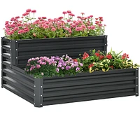 2 Tier Raised Garden Bed Galvanized Planter Box