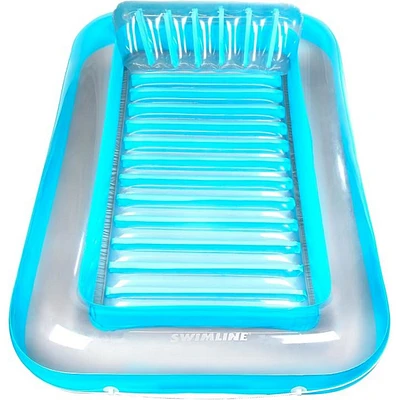 Blue Inflatable Swimming Pool Suntan Lounger With Pillow 70"