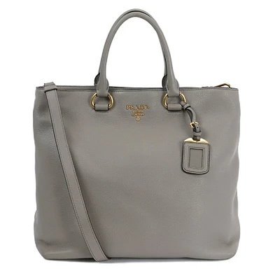Gray Vitello Phenix Shopping Tote Bag