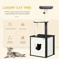 Cat Tree With Litter Box Enclosure W/ Scratching Posts Bed