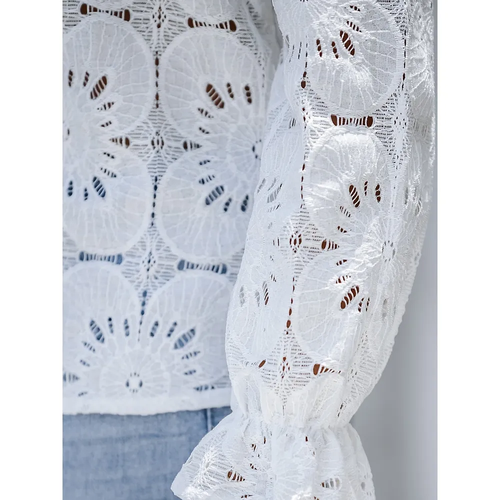 Long Sleeve Embroidered Eyelet Shirt