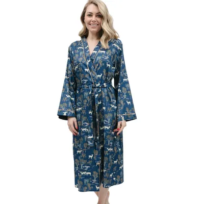 Fawn Woodland Print Long Dressing Gown
