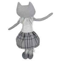 22" Gray And White Girl Fox Sitting Christmas Figure With Dangling Legs