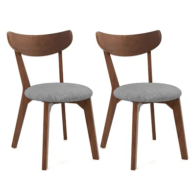 Set Of 2 Dining Chair Upholstered Curved Back Side Chair With Solid Wooden Legs