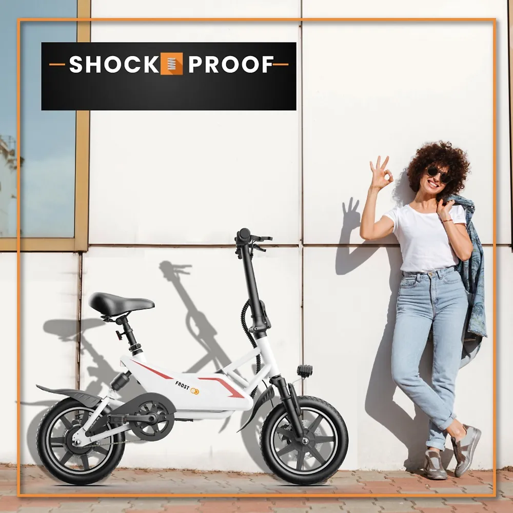 Gyrocopters Frost Electric City Bike | 350 W Motor, 14-inch tires | Speed up to 25kmh |Battery Range up to 25-30km | Dual shocks | Folding Compact e-Bike