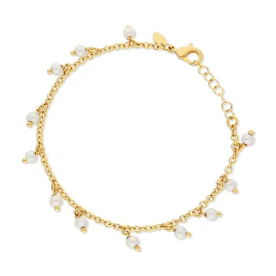 18kt Gold Plated 7+1" With Pearl Bracelet