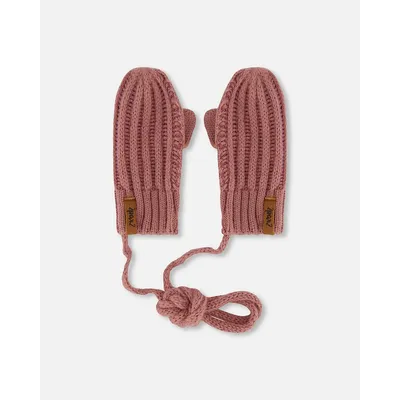 Knit Mittens With Cord