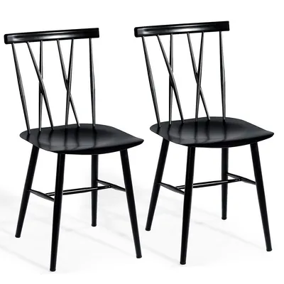Set Of 2 Dining Side Chairs Tolix Chairs Armless Cross Back Kitchen Bistro Caf