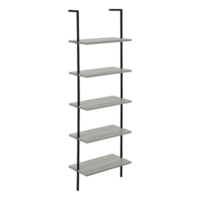 Bookcase 72"h Ladder Grey Black Metal