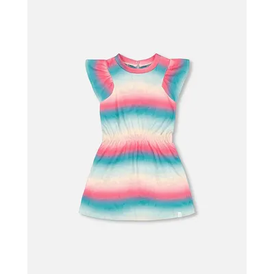 French Terry Dress Printed Tie Dye Waves