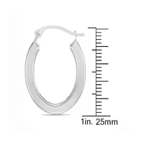 10kt White Polished Flat Oval Tube Earring