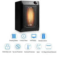 Costway Portable Electric Space Heater 1500w 12h Timer Led Remote Control Room Office