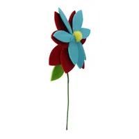 16" Bohemian Blue And Red Pointed Flower Christmas Spray