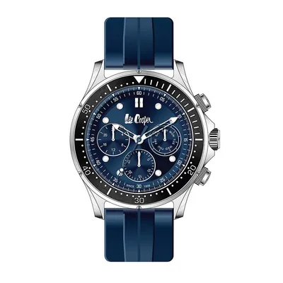 Men's Lc07430.399 Chronograph Silver Watch With A Blue Silicon Strap And A Blue Dial