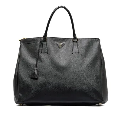 Pre-owned Prada Canapa & Saffiano Cuir Medium Double Tote