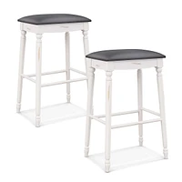 2 Pcs 24"/29" Counter/bar Height Bar Stools Backless With Faux Leather Cover