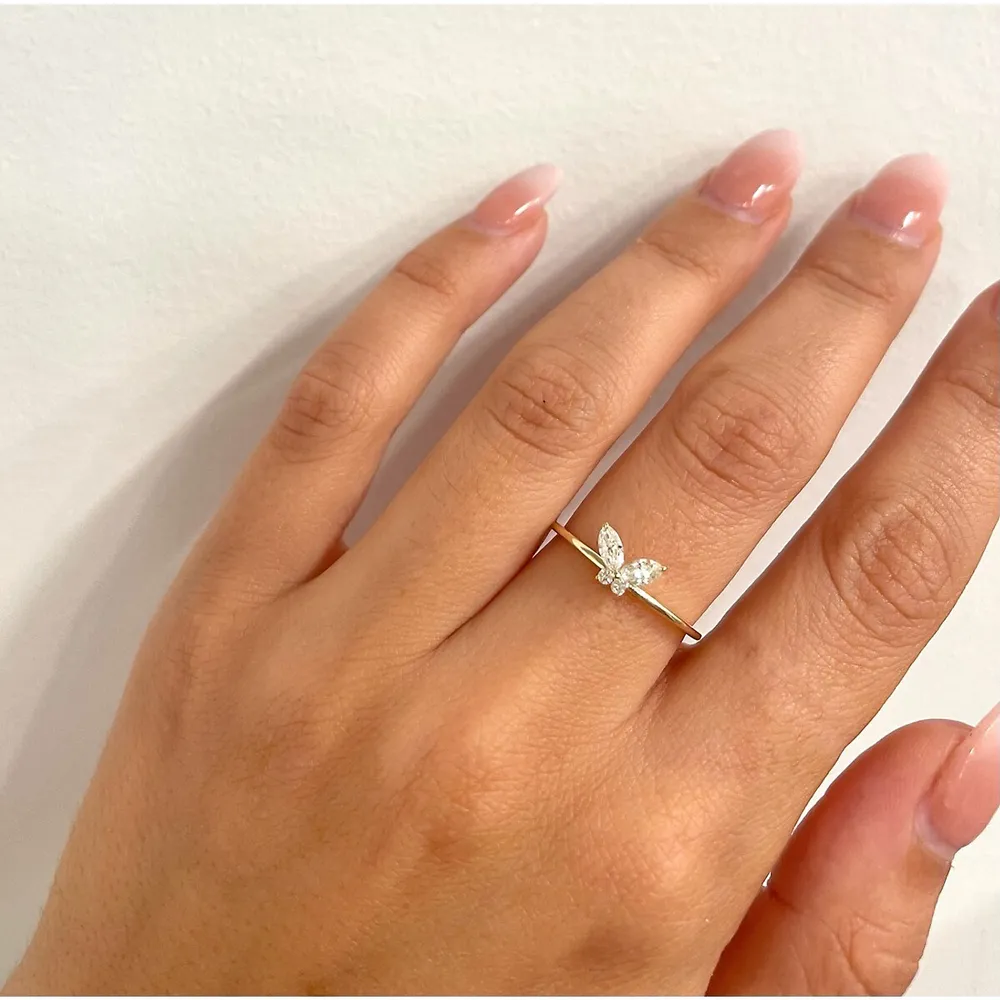 IGI Certified RVLA Romance Victory enamel gold diamond ring Butterfly