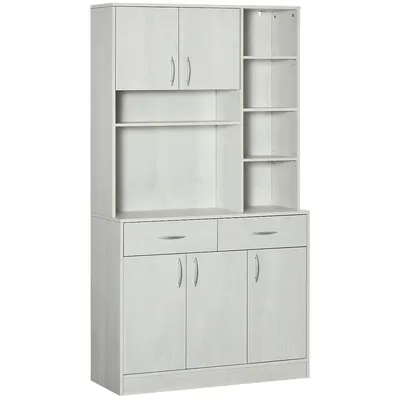 71" Modern Kitchen Pantry With Microwave Stand