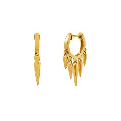 14k Gold Chandelier Huggie Earrings