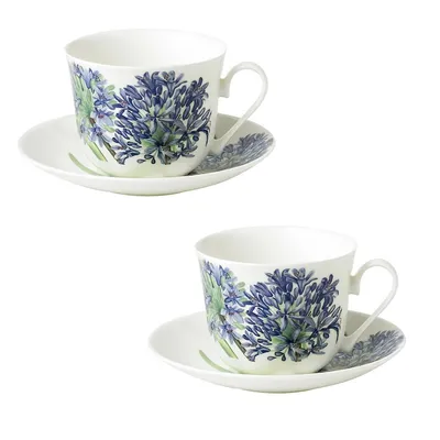 Agapanthus Breakfast Cup & Saucer Set Of 2