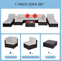 9pcs Rattan Sofa Set Lounger Seat
