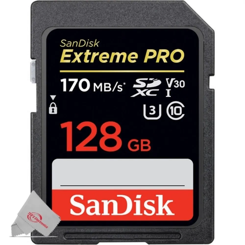 5x Extreme Pro 128gb Sdxc Uhs-i/u3 V30 Class 10 Memory Card, Speed Up To 170mb/s (sdsdxxy-128g-gn4in)