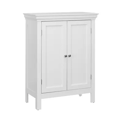Teamson Home Bathroom Cabinet Floor Standing 2 Contemporary Design Doors Shelves White