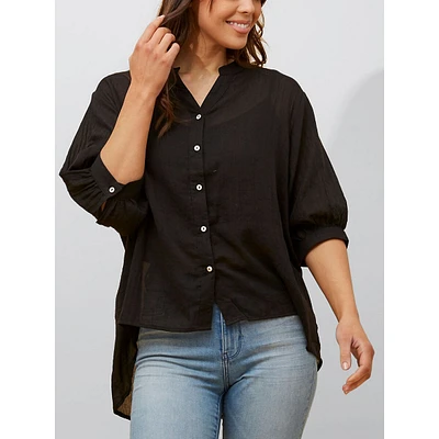 Plus Roxanne Oversized Semi-sheer Shirt Blouse Solid