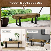Garden Bench With Metal Legs, Concrete Dining Bench Patio
