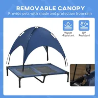 Elevated Cooling Pet Bed Portable Raised Dog Cot With Canopy, Blue