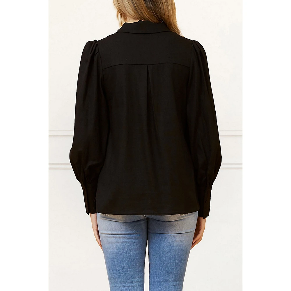 Maxine Shirt Fitted Long Puffy Sleeves Solid