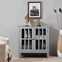 Storage Buffet Cabinet Glass Door Sideboard Console Table Server