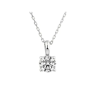0.50 Carat Tw Diamond Solitaire Necklace In 18kt White Gold
