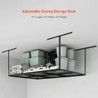 Overhead Garage Storage Adjustable Ceiling Storage Rack, 72×36×40", Black